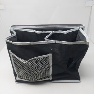 Bedside Caddy Black And Blue Organizer 4 Pockets Space Saving Storage Bag